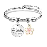 Maxforever Charm-Armband mit Aufschrift 'You are My Sunshine' für Tochter, Nichte, Mädchen, rosa B