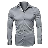 FUZHA Herren-Hemd Slim-Fit Bügelleicht, Business, Hochzeit, Freizeit - Langarm Hemden für Männer Langarmhemd Hemd Slim Fit Langarm Männer Stretch Kurzarmhemd Freizeithemd Jungen Lang