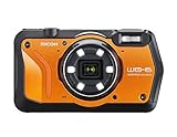 RICOH WG-6 Orange Wasserdichte Kamera Hochauflösende Bilder mit 20 MP 3-Zoll-LCD Wasserdicht bis 20 m Stoßfest bis Fallhöhe von 2,1 m Unterwassermodus Ring mit 6-LEDs für Mak