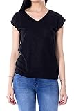 ONLY Damen onlSILVERY S/S V Neck Lurex TOP JRS NOOS T-Shirt, Schwarz (Black), 40 (L)