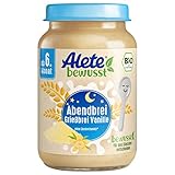 Alete Bio Gläschen Abendbrei Grießbrei Vanille, Babynahrung in Bio-Qualität, ohne Palmöl & Zuckerzusatz, ab dem 6. Monat, 6er Pack (6 x 190 g), 70302