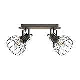 EGLO Deckenlampe Sambatello, 2 flammige Vintage Deckenleuchte im Retro Look, Deckenspot aus Stahl, Farbe: Braun, Fassung: E27
