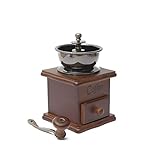 OULII Manuelle Kaffeebohne Hand Mühle Gewürz Kräuter Vintage-Stil aus Holz Retro-Burr Mühle Kaffeebohnen Schleifen Maschine Getreidemühle - Geschenk für Liebhab