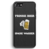 MUNIQASE Trinke Bier - Spare Wasser - Silikon Hülle für iPhone 7 - Motiv Design Spruch Jungs Männer Lustig Witzig Cool - Cover Handyhülle Schutzhülle Case S