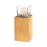 GREENHAUS Windlicht Eiche massiv 13x13x50 cm Handarbeit aus Deutschland Kerzenhalter L