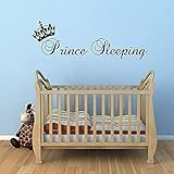 DOUMAISHOP Prinz Schlafen Wandtattoo Krone Kinderzimmer Wandaufkleber Zitate Home Boys Baby Schlafzimmer Dekor Abnehmbare Tapete C910