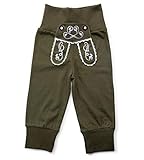 Schöneberger Trachten Couture Baby Stoffhose im Lederhosen Design – Babyhose mit elastischem Bund – Mädchen Pumphose Kinderhose REH (74/80, Grün)