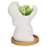 Herefun Keramischer Pflanzer, 9.5CM Nilpferd Blumentopf Weiße, Kaktus Sukkulenten Container Pflanzgefäß, Töpfe Keramik - Pflanzentöpfe Tontopf Set Ideal als Dekoration Zuhause, Büro, I