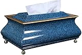 RENYC Tücherbox Mode Tissue Box Vintage 11-Zoll-Gewebekasten-Abdeckung Holzgewebehalter Tischplatte Gesichtsgewebe-Dispenser-Schublade Papierspender,Home O