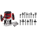 Einhell Oberfräse TC-RO 1155 E (1100 W, Ø 6 und 8 mm, Drehzahlregelung, Parallelanschlag, Absaugadapter, inkl. 15 tlg. Fräser-Set)