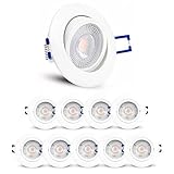 10 Stück linovum ATESA LED Einbauleuchte weiß schwenkbar flach inkl wechselbarem 5W LED Modul warmweiß - Einbauspot rund 230V