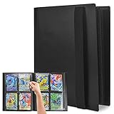 JUSONEY Sammelkarten Album - 160 Pockets Pokemon Sammelalbum 20 Seiten Pro 4 Pocket mit wasserdichte Schwarzer Buchdeckel,Perfekt zum Sammeln von Karten für MTG Magic,Pokemon,Yu-Gi-Oh,M