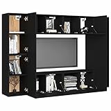 Susany 8X TV Hängeschrank Lowboard Schrank Fernsehschrank Fernsehtisch Sideboard Wandschrank HiFi TV Möbel Tisch Board Schwarz Spanp