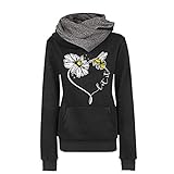 Kenmeko Damen Kapuzenpullover Casual Langarm mit Bienenaufdruck, Parka, Kenmeko, Pink, Kenmeko M