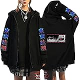 Osheoiso Unisex Tokyo Ghoul 3D Print Anime Pullover Hoodie Neues Grafikhemd Anime One-Eye King Kaneki Ken Hoodies Langarm Sportswear Hooded Sweatshirt Cosplay Kapuzenpullover D Schwarz XXL