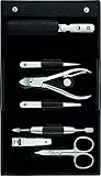 ZWILLING Maniküre und Pediküre Set, Classic INOX, Reise Etui Set, Nagelpflege, Leder, 7-teilig, Schw