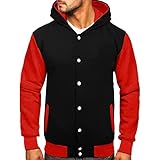 KGLHTYU Baseball College Jacke Herren Winter Lässig Lose Farblich Passende Einreihige Baseballuniform Kapuzenjacke Sweatjack