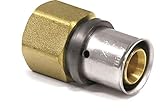 Pipetec Pressfitting Übergang 32x3 mm 1 Zoll Innengewinde TH Kontur Verbundrohr, DVGW, TH