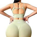 Damen Bustier Bralette Sport BH Wohlfühl-BH Sportliche Comfort BH Gepolsterter Push UP Stützfunktion verstellbare Träger Ohne Bügel Yoga Fitness，Green，M