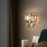Deko Schlafzimmer Wandlampe, CRABOT Vintage Industrial Deko Wandlampen Innen, Lampen Wohnzimmer Modern Deko Gold Flur Landhaus Wandleuchte Innen, 2-Flammig