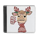 Herren Leder Geldbörse Portemonnaie Weihnachten Hirsch Hohoho Elk Stylisches Geldbeutel Brieftasche Kreditkarten Halter Wallet für Männer White One S