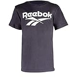 Reebok Big Vector Stacked Logo T-Shirt, Schwarz, M, Unisex Kinder, Schw
