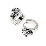 qingqingR 1 Paar Ohrstecker Reggae Mode Cooler Schädelkopf Schmuck Männer Frauen Charms Ohrringe Geschenke Edelstahl Silber Exquisite Geschnitzte Gravur Dek