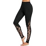 Yogahosen Sporthose Damen Sport Leggings Tights Laufhose Jogginghose mit Versteckter Tasche Hohe Taille für Yoga, Sport, Fitness, L