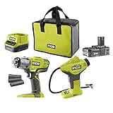 Ryobi ONE+ Akku-Schlagschrauber-Handkompressor-Set R18IWPI-120S, 18V