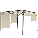 Mendler Pergola Baia, Garten Pavillon Terrassenüberdachung, stabiles 6cm-Stahl-Gestell + Schiebedach - 4x3