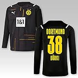 PUMA BVB Goalkeeper Trikot schwarz 2021/22, Größe:152, Spielername:38 Bürk