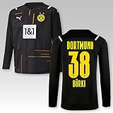 PUMA BVB Goalkeeper Trikot schwarz 2021/22, Größe:152, Spielername:38 Bürk