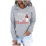 Damen Pullover Sweatshirt Elegant V-Ausschnitt Drucken Langarm Tops Frühling Herbst Winter Langarmshirt Pulli Shirts Bluse Oversize Tunika Lockere Blusen Oberteile Sportshirt L