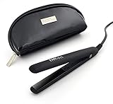 FARI Reisen Mini Haar Haarglätter, Keramik Turmalin Haar Glätteisen Mit Reisetasche, Automatischen Universalspannung Haarglätter, Schwarz (Plattengröße 1.3cm)