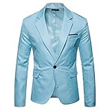 Herren Blazer Herbst Blazer Formale Business Wear Slim Fit Anzug Jacke Männer Büros Jacke Männliche Casual (Color : Light blue, Size : Large)