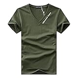 T-Shirt Kurzarm Herren Männer T-Shirts V-Ausschnitt Plus Size Männer Sommer Kurzarmhemden T Mann Kleidung-Armee_Grün_4XL