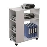 soges Druckertisch Druckerständer Beistellwagen Bürowagen Beistelltisch Druckerhalter mit Rollen aus Holzwerkstoffen mit 5 Regalen für Aufbewahrung,60x34x70CM