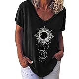 Bier t Shirt Damen Elegant Bluse Mode gedruckt Langarmshirts V-Ausschnitt Revers Oberteile Langarm Reißverschluss Farbblock T-Shirt Casual Hemd Tops L