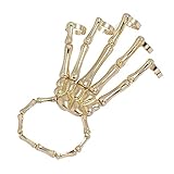 ZXCVBNM Handgemachtes Halloween Skelett Armband Metall Schädel Fingerring Armband mit Ring für Männer und Frauen auf Party