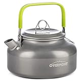 Overmont Camping Wasserkocher Kessel Teekanne Kaffeekanne Tragbar Aluminium FDA genehmigt für Outdoor Picknick Wandern 0,8I