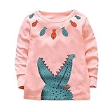 Rosennie Kleinkind Kind Jungen Mädchen Langarmshirt Slim Bluse Herbst Pulli Sweats Langarm T-Shirt Kinder Winter Hoodie Pullover Sweatshirt Baby Krokodil Druck Kleidung Sweatjacke (Rosa,110)