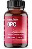 OPC Traubenkernextrakt Kapseln hochdosiert - 1000 mg Traubenkernextrakt und 500 mg reines OPC - 60 Kapseln für einen Monat - Ohne Z