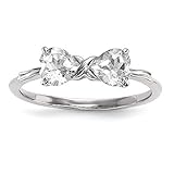 14 ct weiß gold poliert weiß Topas Schleife Ring