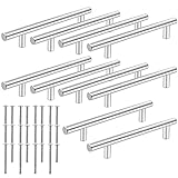 SWAWIS 10x Möbelgriffe Küchengriffe Schubladengriffe 128mm Lochabstand Edelstahl Stangengriffe Relinggriffe Schrankgriffe Türgriffe, Gebürstetem Nickel Griffe für Küchenschränke, Silb