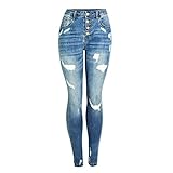 Jubaton Frau Jeans Mittlere Taille Stretch Zerrissenes Loch Dünne Bequeme Mode Lässige Sexy Hip Lift Hose 2XL