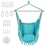 Patio Watcher Hängesessel mit 2 Kissen und Hardware-Kits, perfekt für Indoor, Outdoor, Zuhause, Schlafzimmer, Terrasse, Hof, Deck, Garten, braun b
