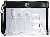 TRAVANDO Kulturbeutel durchsichtig 100ml 1l Kosmetiktasche transparent Kulturtasche Flüssigkeiten Reiseset Handgepäck Flugzeug Reise Flaschen Handgepäck Beutel Zipper Reisebeutel Tasche Zip B