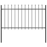 vidaXL Gartenzaun mit dekorativen Speerspitzen Schmuckzaun Metallzaun Zaun Zaunelemente Stahlzaun Gitterzaun Zaunfeld Tor Stahl 1,7x1m Schw