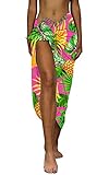 King Kameha Funky Hawaii Cover-up Pareo Sarong, Print Pineapple Leaves, Pink, G