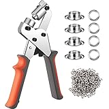 AnMeelin Tragbares Ösenzangen Set, Professionelle Ösenzange + 100 Aluminium Ösen (Innen 10 mm), verwendet für Leder, wasserdichtes Tuch, Papiertüten und PVC